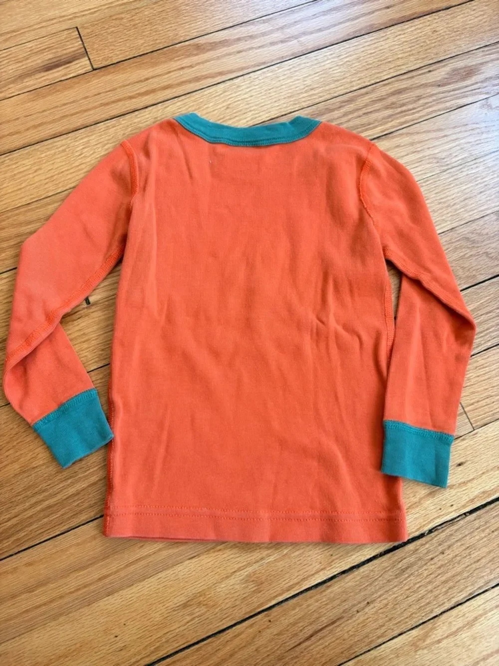 Hanna Andersson Kids Orange Pumpkin Tee with Green Trim Size 3T